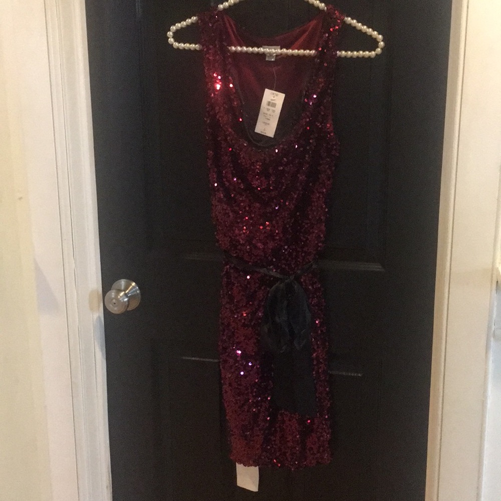 Cache Red sequin mini dress